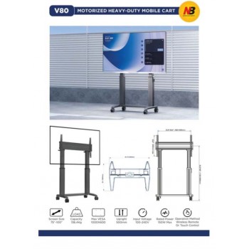 NB V80電視電動升降移動車架(適合電視75至100吋) 歡迎查詢,可提供安裝服務,產品查詢請各貴客前往我們的門市查詢或 Whatsapp 查詢！